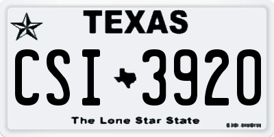 TX license plate CSI3920