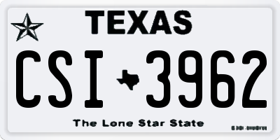 TX license plate CSI3962