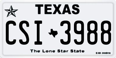 TX license plate CSI3988