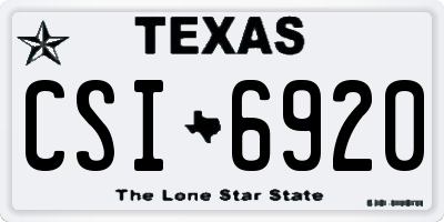 TX license plate CSI6920