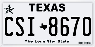 TX license plate CSI8670
