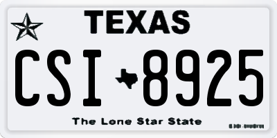 TX license plate CSI8925