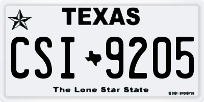 TX license plate CSI9205