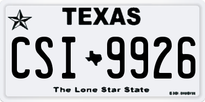 TX license plate CSI9926