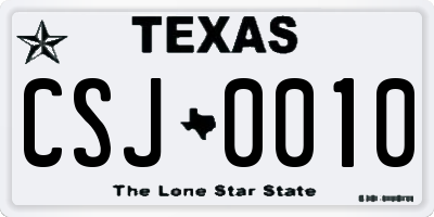 TX license plate CSJ0010