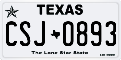 TX license plate CSJ0893
