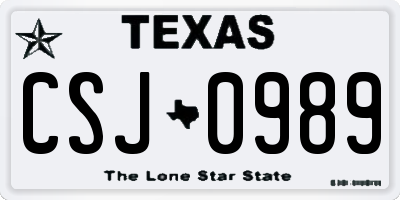 TX license plate CSJ0989
