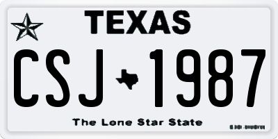 TX license plate CSJ1987
