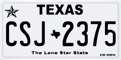 TX license plate CSJ2375