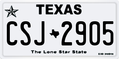 TX license plate CSJ2905