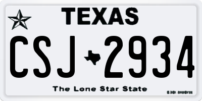 TX license plate CSJ2934