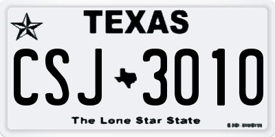 TX license plate CSJ3010