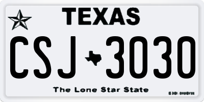 TX license plate CSJ3030