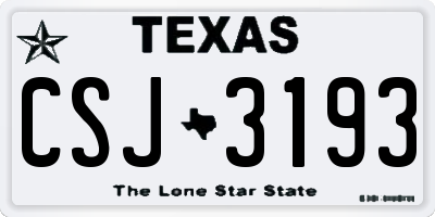 TX license plate CSJ3193
