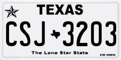 TX license plate CSJ3203