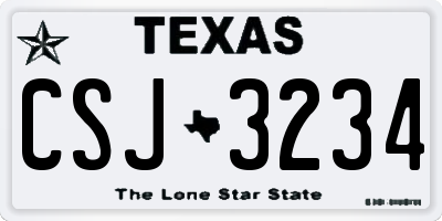 TX license plate CSJ3234