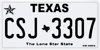 TX license plate CSJ3307