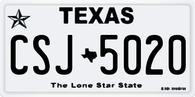 TX license plate CSJ5020