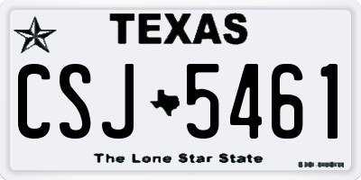 TX license plate CSJ5461