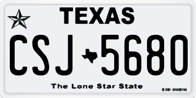 TX license plate CSJ5680