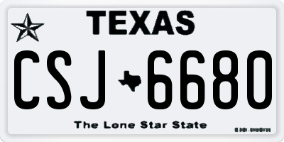 TX license plate CSJ6680