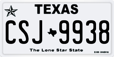 TX license plate CSJ9938