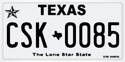 TX license plate CSK0085