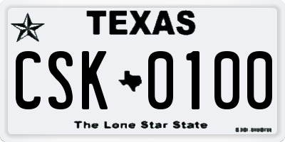 TX license plate CSK0100
