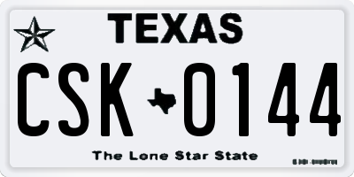TX license plate CSK0144