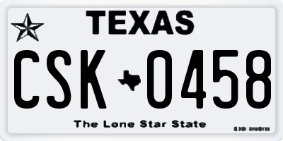 TX license plate CSK0458