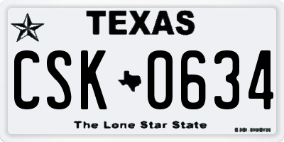 TX license plate CSK0634