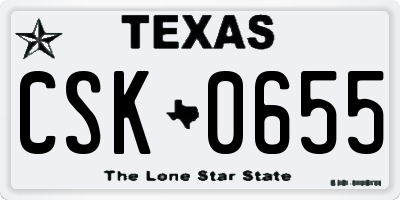 TX license plate CSK0655