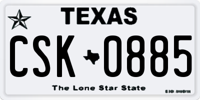 TX license plate CSK0885