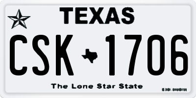 TX license plate CSK1706