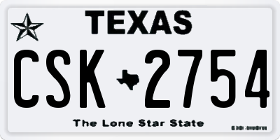 TX license plate CSK2754