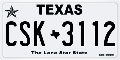 TX license plate CSK3112