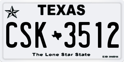 TX license plate CSK3512