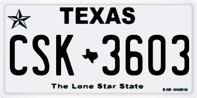 TX license plate CSK3603