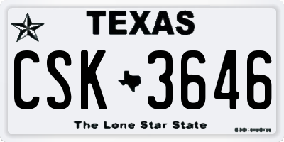 TX license plate CSK3646