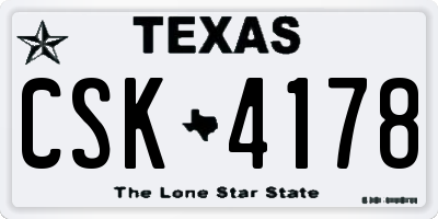 TX license plate CSK4178