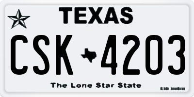 TX license plate CSK4203