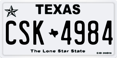 TX license plate CSK4984