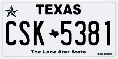 TX license plate CSK5381