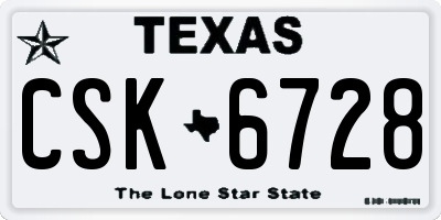 TX license plate CSK6728