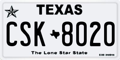 TX license plate CSK8020