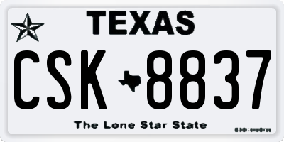 TX license plate CSK8837