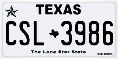 TX license plate CSL3986