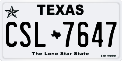 TX license plate CSL7647