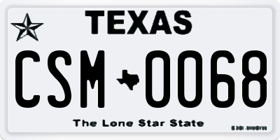 TX license plate CSM0068