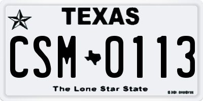 TX license plate CSM0113
